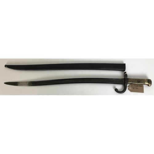 525 - A French 1855 model bayonet, with scabbard, 71 cm