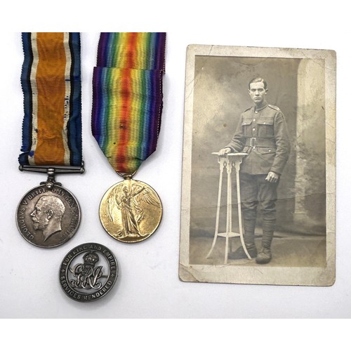 581 - A British War Medal and Victory Medal pair, awarded to 41440 Pte T Gardner Manch R, with a silver wo... 