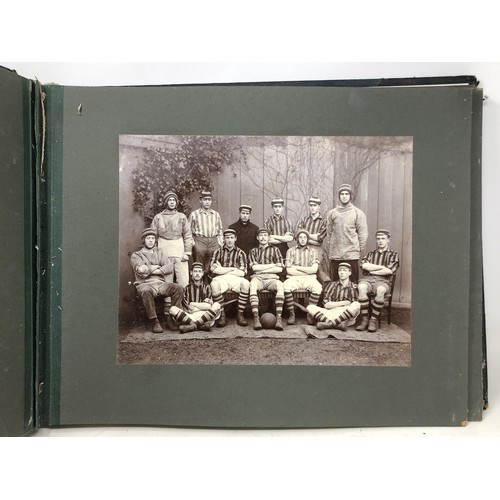 598 - An early 20th century photograph album, including formal military groups, sporting images and others