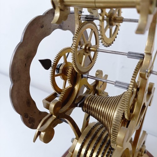 970 - A skeleton clock, the silvered chapter ring with Roman numerals, fitted an eight day single fusee mo... 