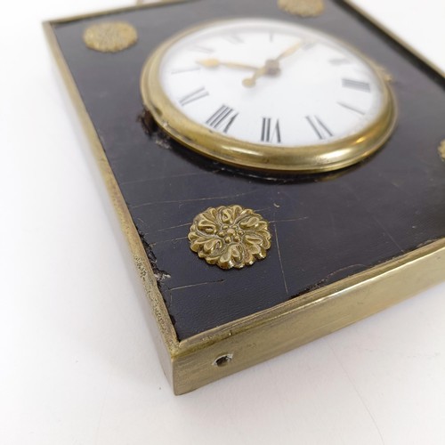 973 - A sedan chair clock, in an ebonised and metal case, fitted a later movement, 20 x 13 cm