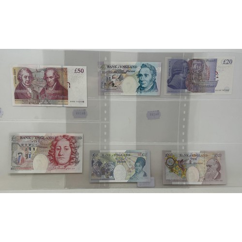 490 - Two QE £50 banknotes and four other QE banknotes (6)