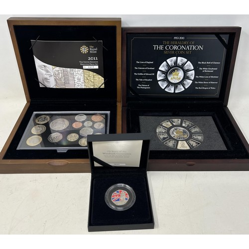 496 - A Royal Mint executive proof coin set, 2011, other coins and items