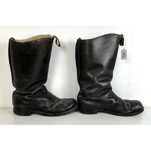 615 - A pair of leather and sheepskin flying boots