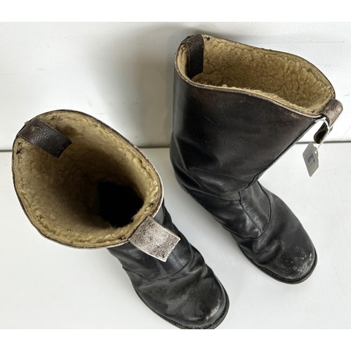 615 - A pair of leather and sheepskin flying boots