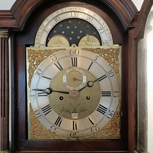 978 - A longcase clock, the dial signed Edmund Edmonds Newton, having a silvered chapter ring with Roman n... 