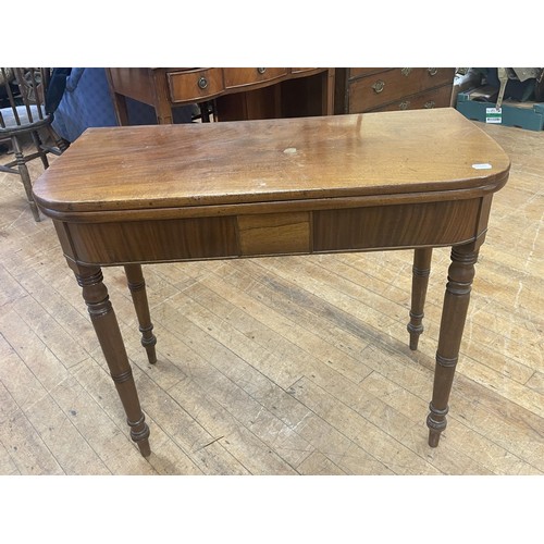 1060 - A 19th century mahogany folding tea table, 86 cm wide, a side table, and a bedroom mirror (3)