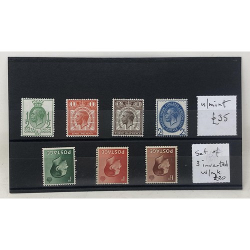 391 - A small collection of GB stamps on stock cards, with Castles and 1934 Seahorse set