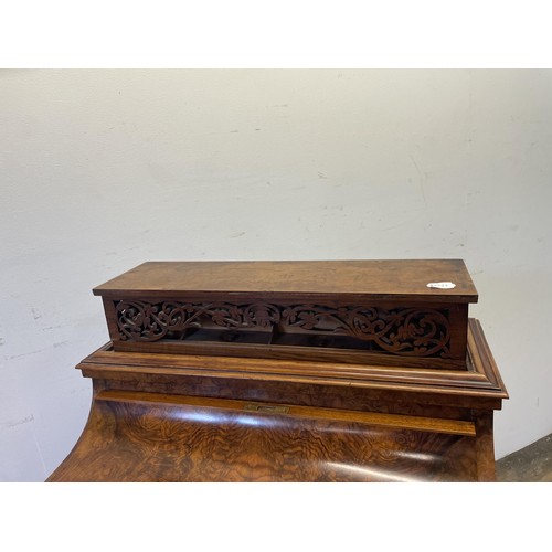 1033 - A 19th century walnut piano Davenport, with a rising superstructure, and hinged top to reveal a fitt... 