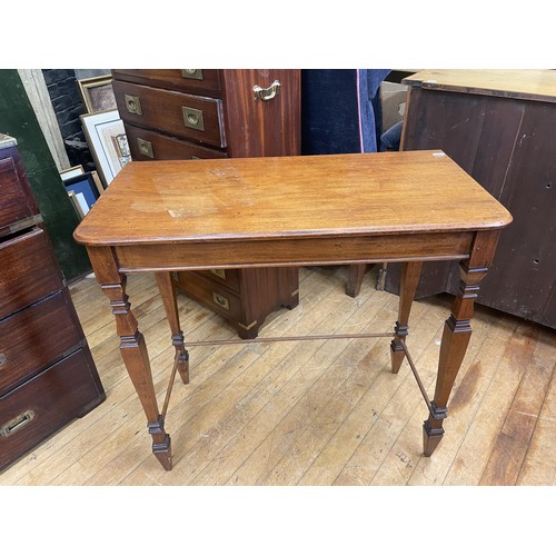 1073 - A pair of military style bedside chests, having a brushing slide and three drawers, a pine cupboard,... 