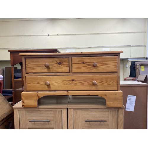 1069 - A yew wood pedestal desk, 114 cm wide, a TV stand, a reclining chair and matching stool, and assorte... 