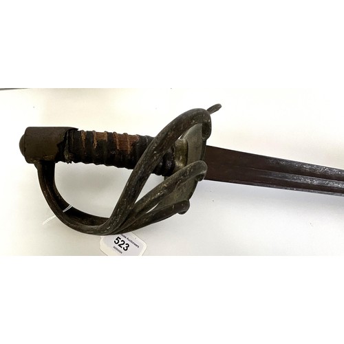 523 - A Victorian sword, handle lacking its grip, probably reduced in length