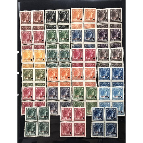 423 - Luxembourg- 1944-46 Grand Duchess Charlotte 5c to 20fr, set of 23 different blocks of four, each sta... 