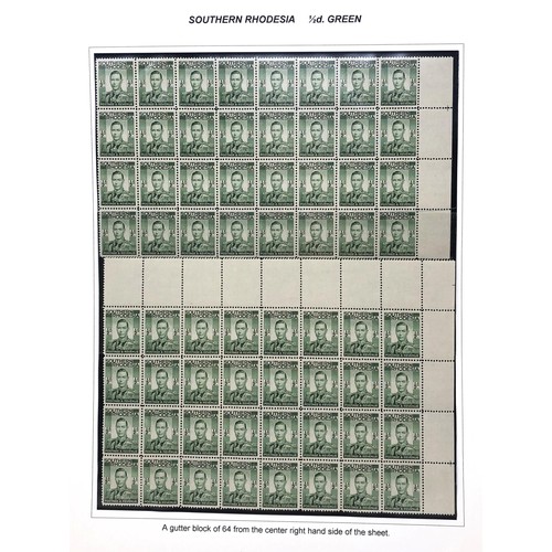 422 - Southern Rhodesia- 1932-37 selection on pages, with 1937 set of thirteen to 5sh blocks of four and 1... 