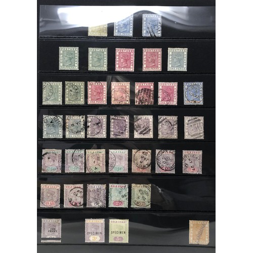 421 - Gold Coast- Unused and used selection of QV values on stockcard both wmk CC an CA with values to 10/... 