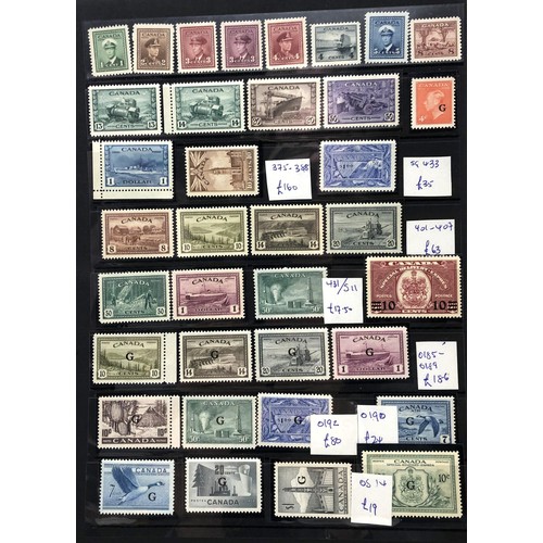 420 - Canada- Unused GVI selection with 1942 set to $1, 1946 set to $11951 Fisherman $1, ‘G’ o... 