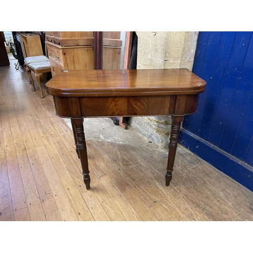 1060 - A 19th century mahogany folding tea table, 86 cm wide, a side table, and a bedroom mirror (3)