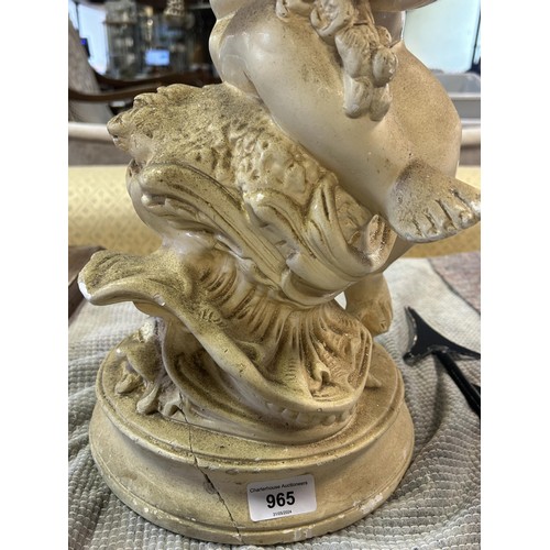 965 - A plaster lamp base, in the form of a cherub, 63 cm high