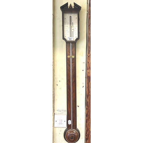 981 - A 19th century mahohany stick barometer, the silver register signed Jno Gally Fecit