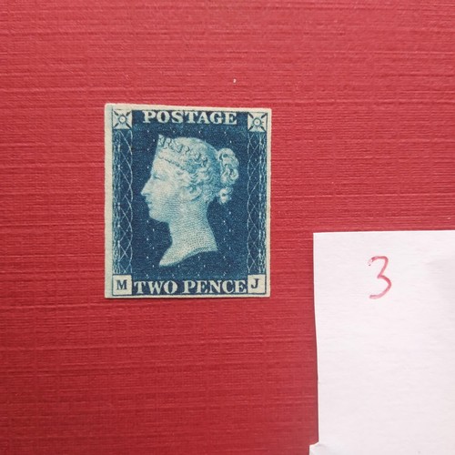 3 - GB 1840 2d deep full blue unused a fine stamp, lovely clear bright colour 4 good margins Cat. £... 