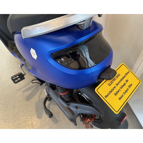 801 - A Bumblebee Bikes electric scooter, blue, battery voltage 48v, motor output 250w, lady owned and rid... 