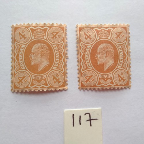 117 - GB 1902 4d mint brown orange and pale orange, one unmounted