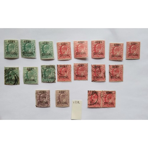 122 - GB selection of army officials mint and used, some good light postmarks