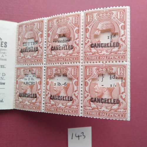 143 - GB 1923 full booklet 2s, value cancelled in lovely condition, Cat. £5000+