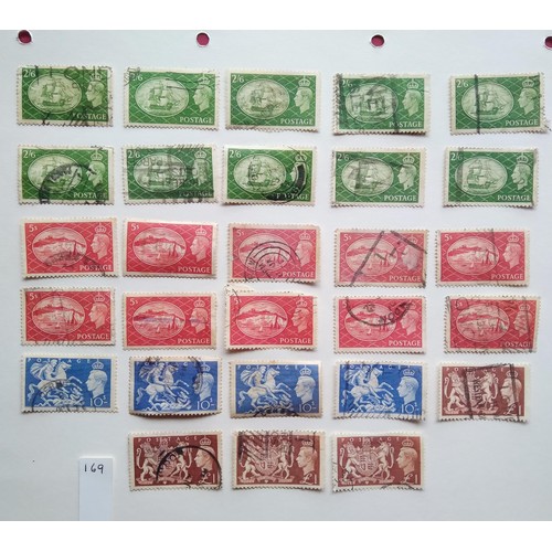 169 - GB 1951 high values unused and used, one set mint unmounted, nice lot