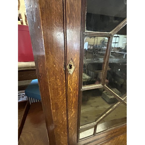 1008 - A mahogany side table, with a single drawer, 95 cm wide, and an oak corner cabinet, 98 cm (2)