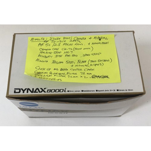 968A - A Minolta Dynax 8000i digital camera, assorted lenses and other related items (2 boxes)