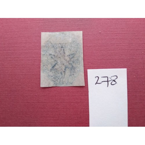 278 - Ceylon 1857 2s dull blue, lightly used, four margins