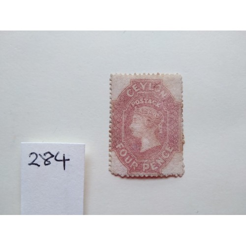 284 - Ceylon 1881 4d dull rose unused, star watermark