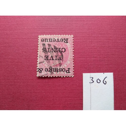 292G - Ceylon 1885 5c over 4c rose, used