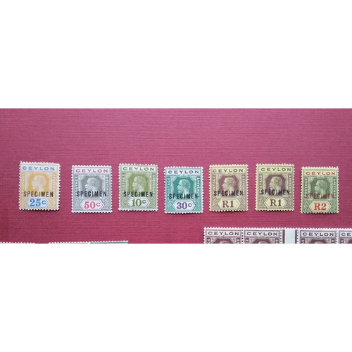 292W - Ceylon part set of George V specimens and mint blocks