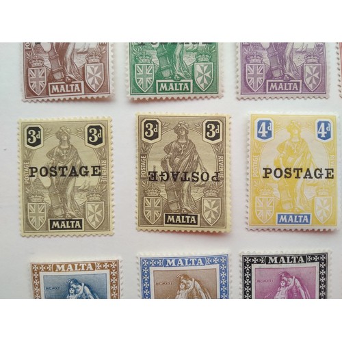 293L - Malta 1926 postage overprint unused set including 3d inverted surch lightly mounted