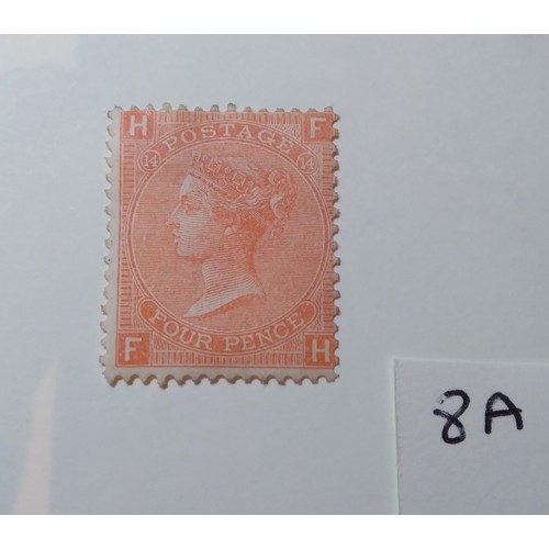 293S - GB 1865 4d vermilion plate 14, unused, good gum