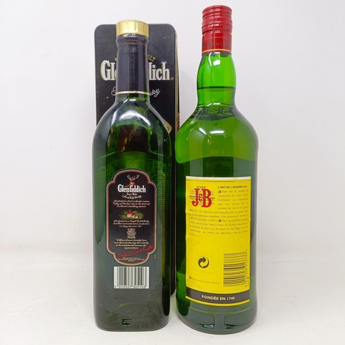 1200 - A litre bottle of J & B whisky, and a bottle of Glenfiddich malt whisky (2)