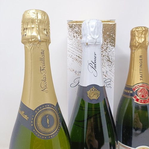 1212 - A bottle of Taittinger champagne, and four other bottles of champagne (5)