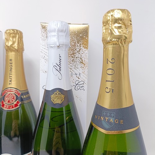 1212 - A bottle of Taittinger champagne, and four other bottles of champagne (5)