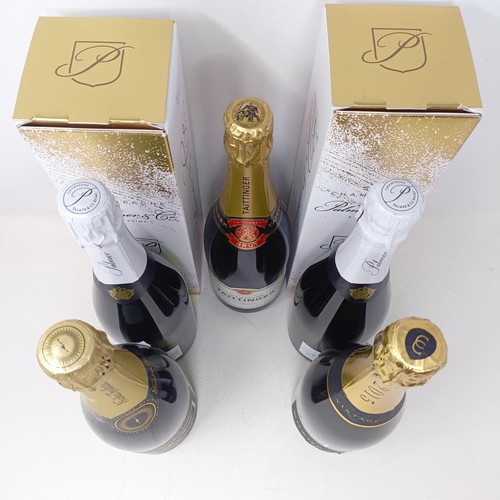 1212 - A bottle of Taittinger champagne, and four other bottles of champagne (5)