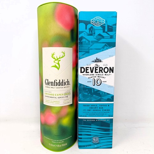 1216 - A bottle of Deveron single malt whisky, aged 10 years, and a bottle of Glen Fiddich Scotch whisky, b... 