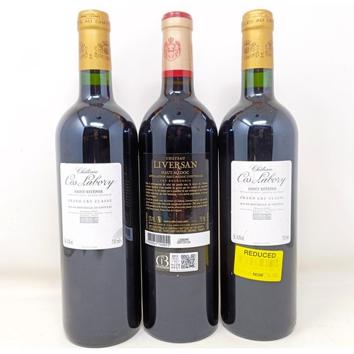 1220 - Two bottles of Chateau Cos Labory Grand Cru Classe, 2010, and a bottle of Chateau Liversan, Haut Med... 