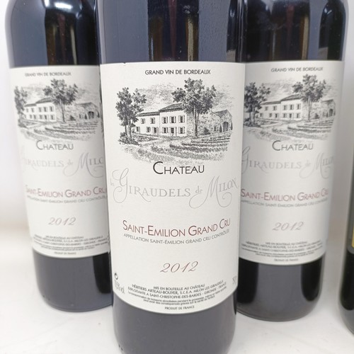 1223 - Three bottles of Chateau Giraudels de Milon Saint-Emilion Grand Cru, 2012, and a bottle of Montagne ... 