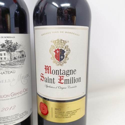 1223 - Three bottles of Chateau Giraudels de Milon Saint-Emilion Grand Cru, 2012, and a bottle of Montagne ... 