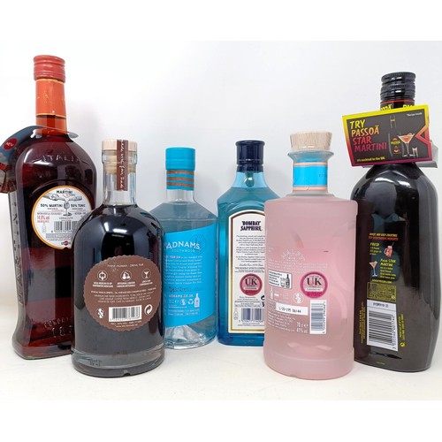 1227 - A bottle of Malfy gin, a bottle of Fair Cafe Liqueur, and other bottles (6)