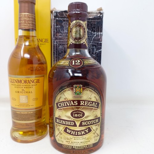 1245 - ***Withdrawn*** A half bottle of Glen Morangie, and a bottle of Chivas Regal whisky, aged 12 years, ... 