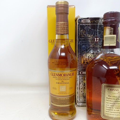 1245 - ***Withdrawn*** A half bottle of Glen Morangie, and a bottle of Chivas Regal whisky, aged 12 years, ... 