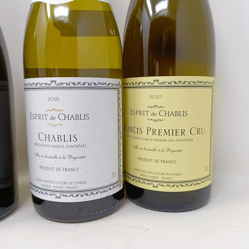 1258 - Two bottle of Chablis Premier Cru, 2020, and three other bottles of Chablis (5)