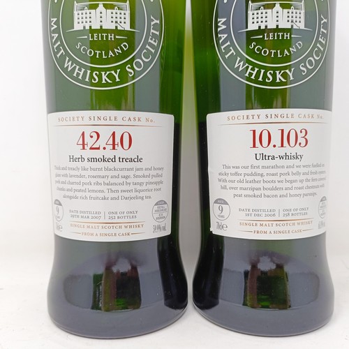 1275 - A bottle of The Scotch Malt Whisky Society whisky, Ultra-whisky, and another, Herb smoked treacle (2... 